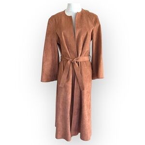 Vintage Pink Suede Longline Coat